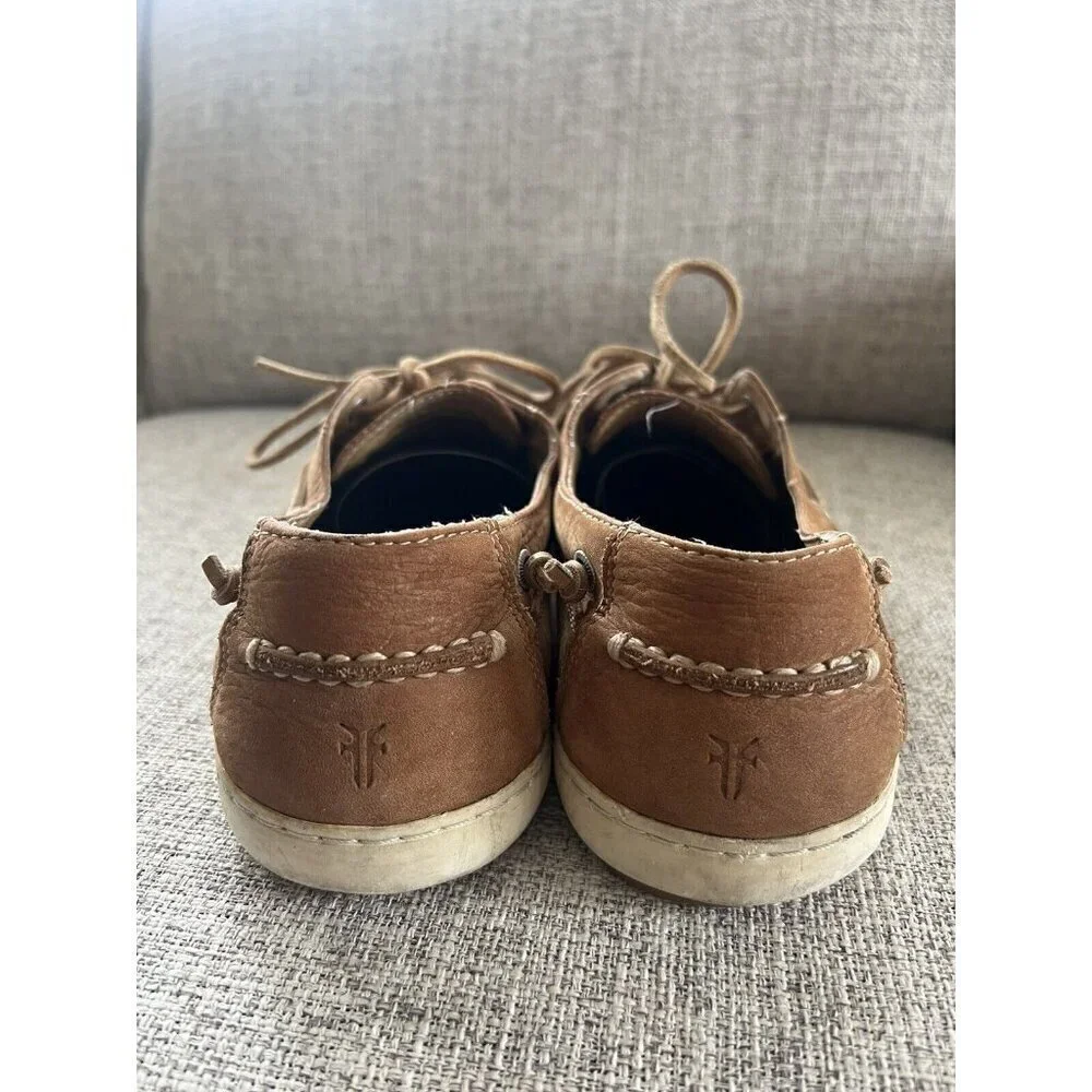 Frye Men's Boat Shoes Size 10 Brown Nubuck Leather Sully Slip On Casual Loafer